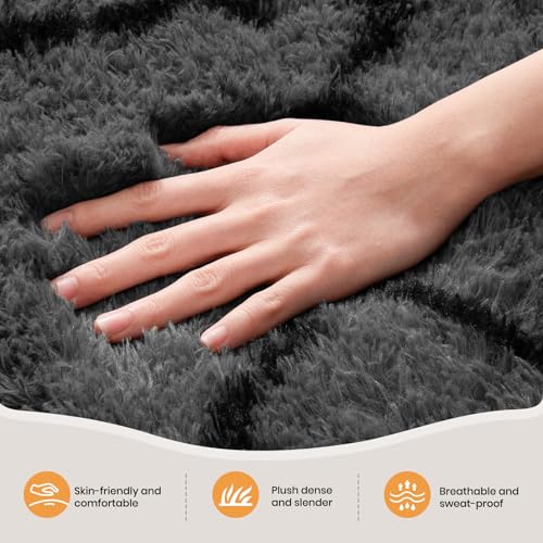 Zentavio Area Rugs for Living Room Large Rugs for Bedroom 6x9 Carpet Fluffy Fuzzy Soft Shag Aesthetic Plush High Pile Gray Throw Rug for Nursery Kids Room Dorm Triangle Grey