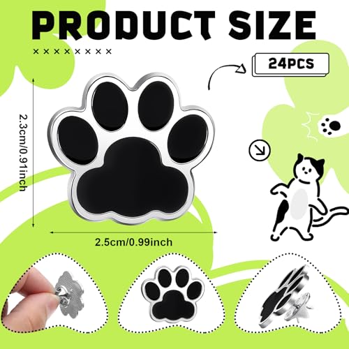 24 Pack Paw Award Lapel Pin Bulk Enamel Lapel Pins School Student Awards Cute Cat Dog Paw Print Badge Brooches Brooch Animal Badge for Students Teacher Employees Staff Team Gift2