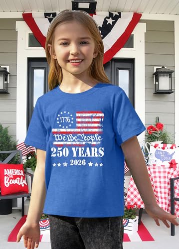 Image of CAZYCHILD Kids 250 Anniversary USA Shirts 250 Year American Flag Tshirt Boys and Girls Happy 250th Tee 4th of July Tops