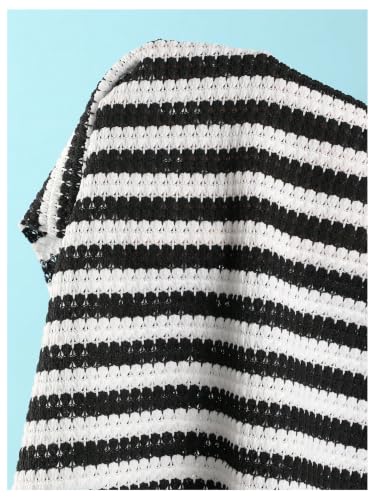 Image of RoseSeek Women's 3 Piece Striped Bikini Shorts Sets Knit Boyshort Swimsuit