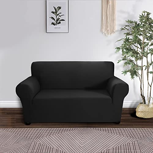 Housse de canapé extensible noir 4 places pour protection universelle - 2