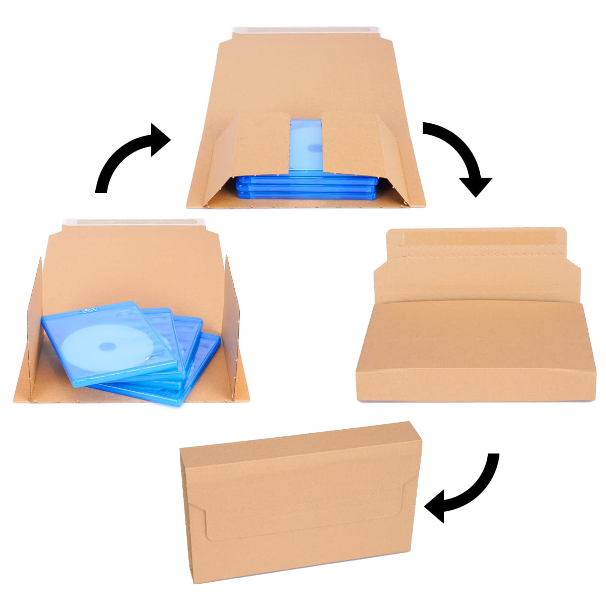verpacking Buchverpackung 600 x 400 x 10-85 mm selbstklebend (Außenmaß 700 x 410 x 10-85 mm) Universal Wickelverpackung (250 Stück)