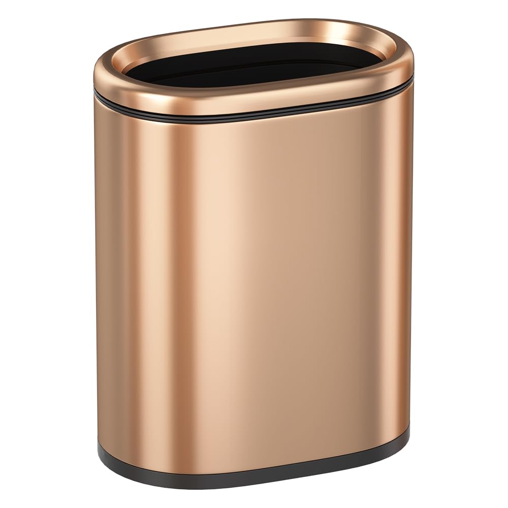 9L 2 4GALSlim Bathroom Trash Can 12 7 75 13 67 inches Stainless Steel with PP Inner Bucket