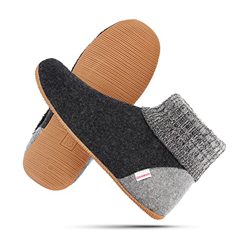 Die besten Barfuß-Hausschuhe auf dem Markt – Meine Geheimtipps 3 GIESSWEIN Hüttenschuhe Wildpoldsried - Hohe Hausschuhe für Damen & Herren, Warme Filz-Pantoffeln mit Fester Sohle, rutschfeste Unisex Slippers*