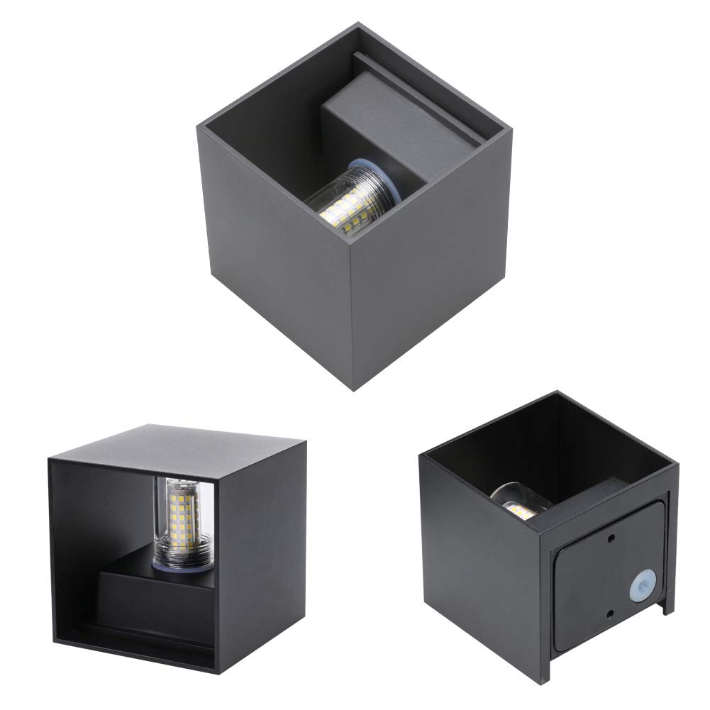 Klighten 2PCS Wandleuchte mit Austauschbarer G9 LED Birne 6000K, Dunkelgrau