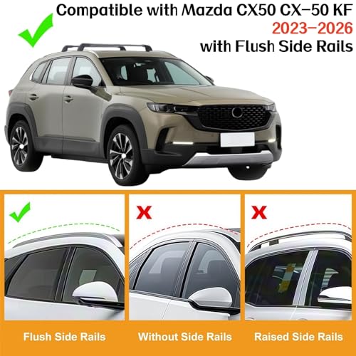 SYDSZ Cross Bar Roof Rack Fit for Mazda CX50 CX-50 KF 2023 2024 2025 2026, Flush Side Rails, Heavy Duty Aluminum Roof Cross Bars Rooftop Luggage Rack, Ski Rack for Car Roof by SYDSZ - Image 2