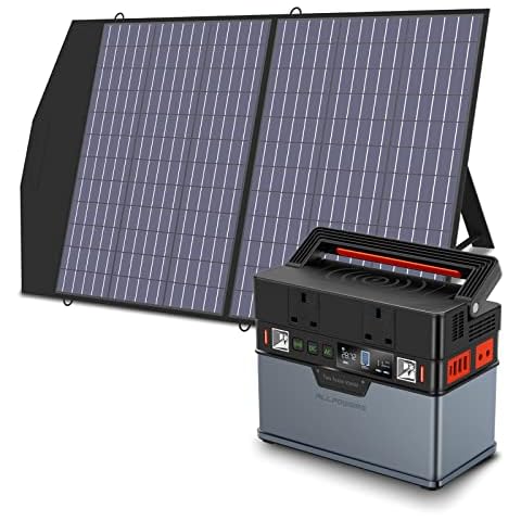 ALLPOWERS Portable Power Station 300W / 288Wh Solar Generator Camping Generator with 1x100W Foldable Solar Panel Included for Outdoors Camping Travel Fishing Emergency Power Supply Backup Cover