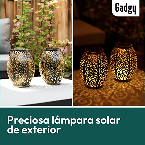 Gadgy - Juego de 2 faroles solares LED para exteriores, impermeables, estilo marroquí, luces decorativas para jardín, terraza y balcón, Decoracion Jardin Exterior - imagen 2
