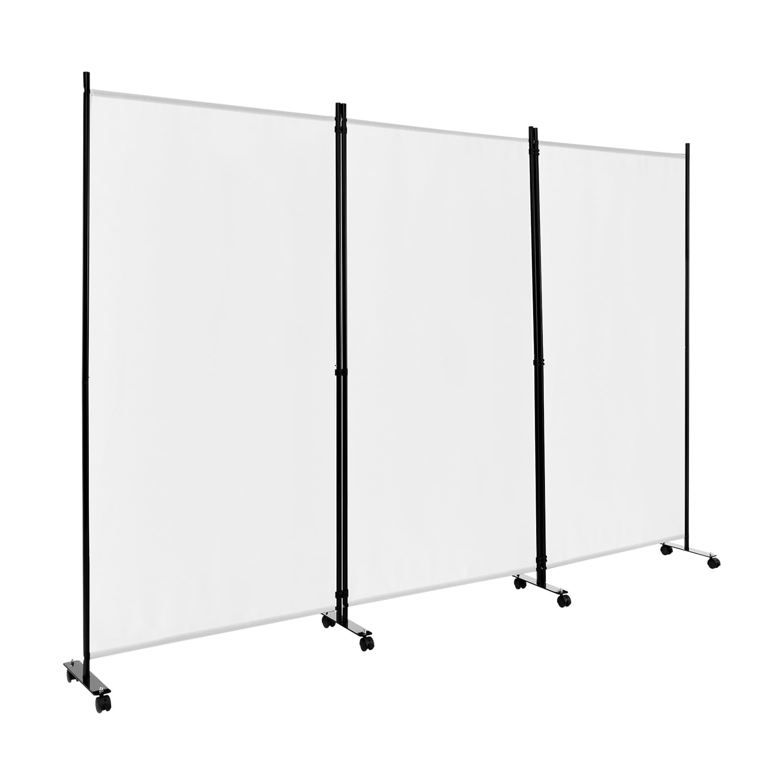 GIANTEX Paravent de séparation intérieur sur roulettes - 3 pièces - 262 x 180 cm - Paravent Pliable - Mur Espagnol autoportant avec Pieds Larges - Cloison en Tissu - Protection privée (Blanc)