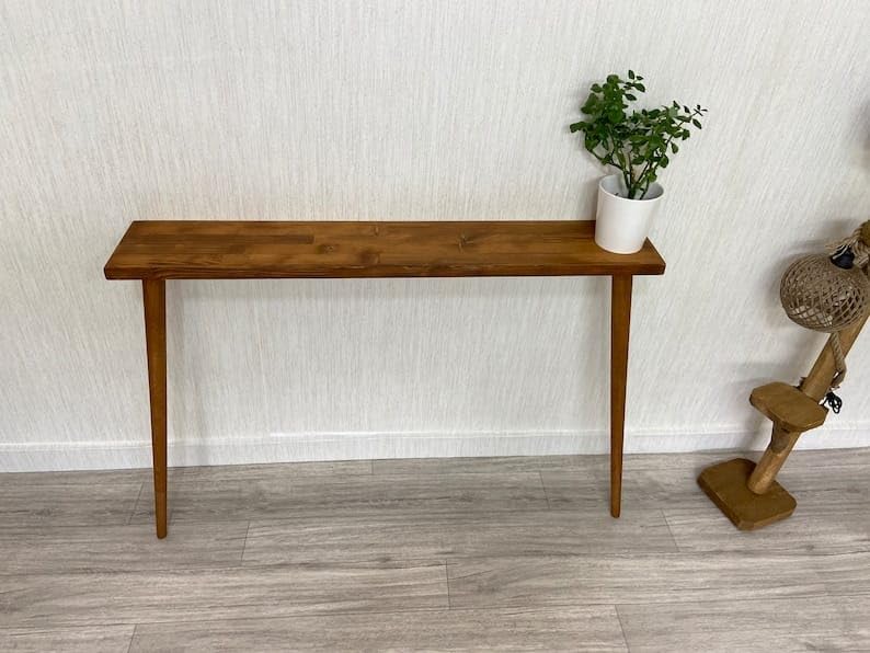 Craftsline 100cm Long Wooden Console Table for Living Room | Side Entrance Table for Home | Sheesham Wood, Coffee Color 3