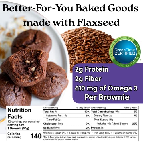 Flax4Life Toasted Coconut Brownies - Gluten-Free, Dairy-Free, Nut-Free, Soy-Free, Kosher - Made with Flaxseed for Fiber, Omega-3, and Protein - 12 ct Brownies Per Pack (Pack of 6)