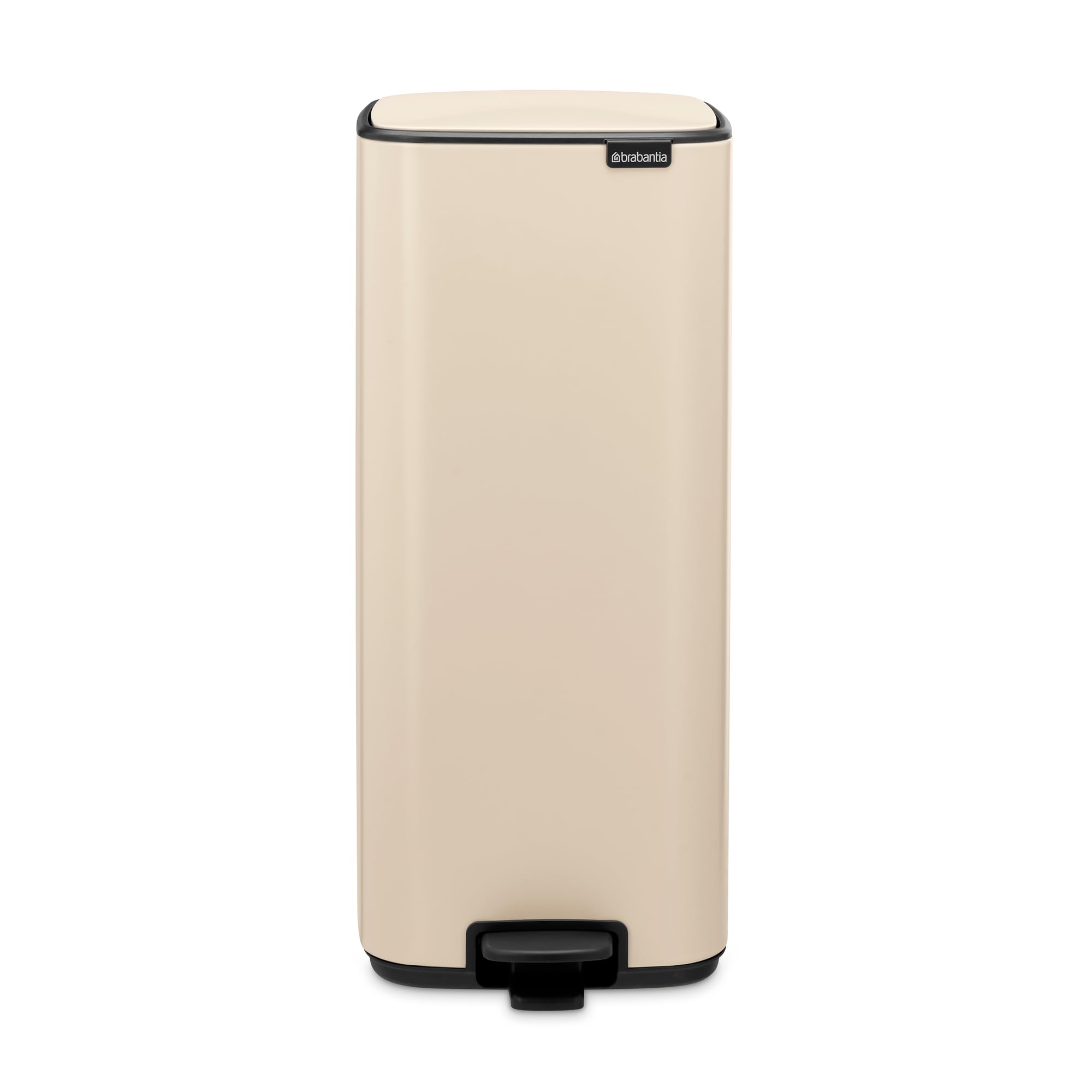 Brabantia Bo Pedal Bin 30L (Soft Beige), Soft Closing Waste Bin with Light Pedal Operation, Easy to Clean Removable Plastic Inner Bucket with Free PerfectFit Rubbish Bags Included