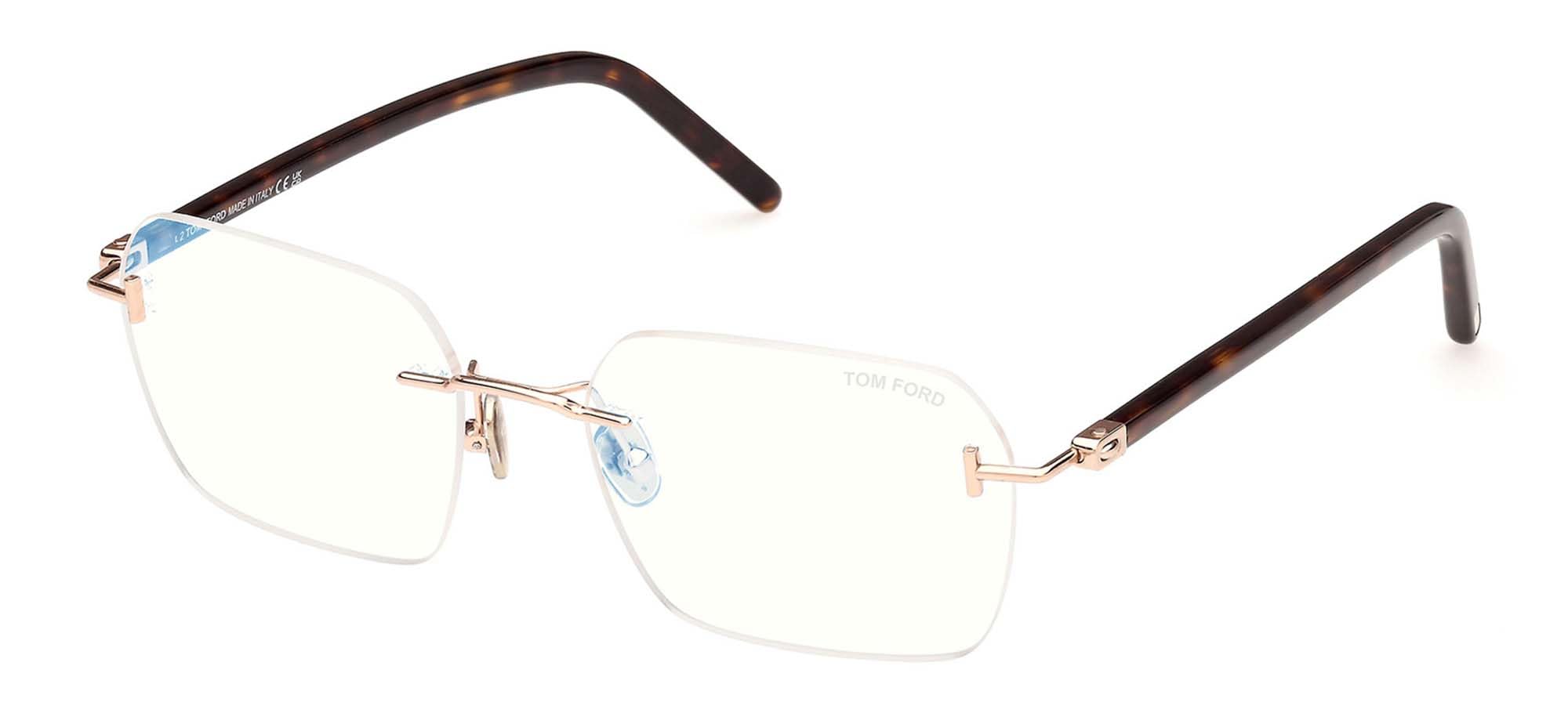 Tom Ford FT 5934-B BLUE BLOCK Shiny Gold Havana/Blue Filter 54/18/145 men Eyewear Frame