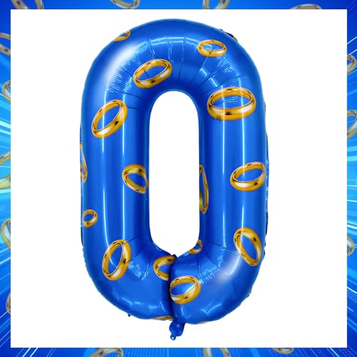 Image of Number 40 Inch Blue and Gold Ring Balloon Birthday Number Decoration Aluminum Film Balloon Suitable for Boys and Girls Blue Theme Party Cartoon Party Decoration Supplies (0)