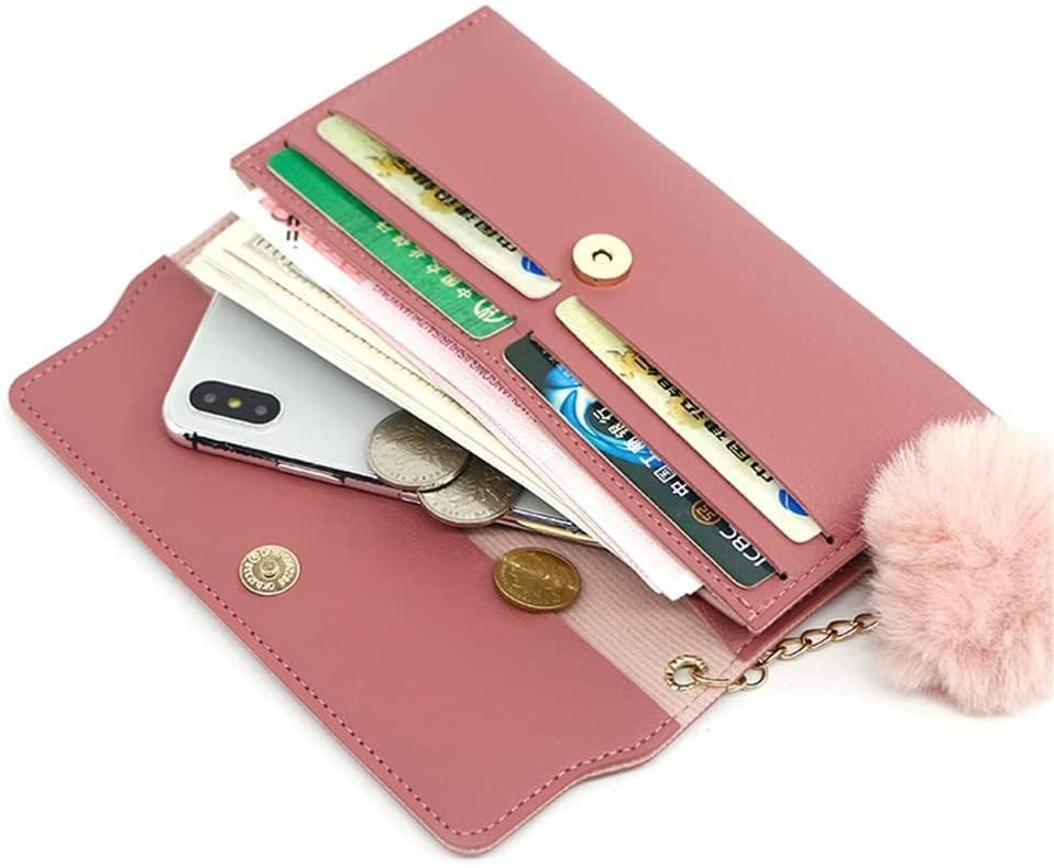 Leather Wallet Pu Leather Women's Wallet New Long Fashion Zipper Purse Clutch for Girls Creative Bow Portable Coin Pocket Card Holder Large Capacity (Pk,9.5x19cm)2