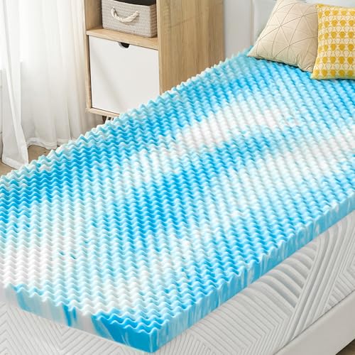 SINWEEK 3 Inch Egg Crate Memory Foam Mattress Topper Twin XL, Twin Extra Long Mattress Pads for College Dorm Single Bed, Pressure Relieve CertiPUR-US Certified,39x80 Inches, Blue