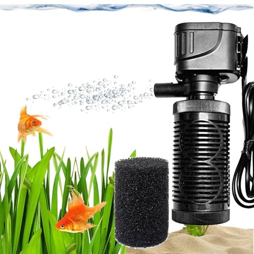 Image of Venus Aqua 6001F 4 in 1 High Power Oxygen Filter System Submersible Aquarium Filter, 15W 880 LPH Internal Power Filtration with Extra Sponge, Quiet Operation for 60-120L Fish Tanks
