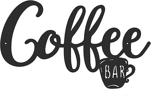Letrero de pared de barra de café, letrero colgante de metal, vintage, negro, taza de café, decoración de letras de cacao caliente, suministros de