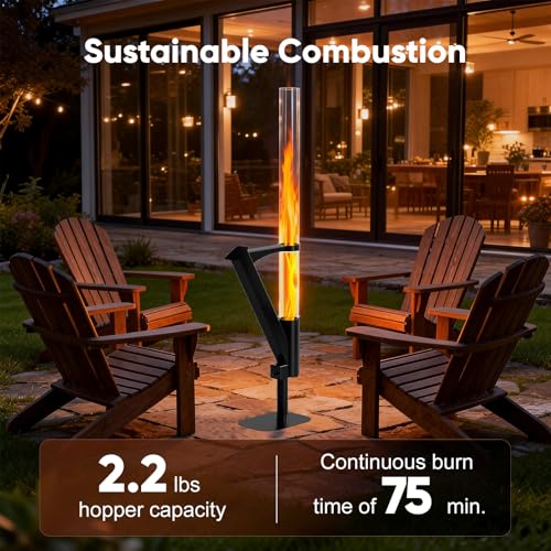 Image of Rayzi New Rocket Stove 55 Inch, Smokeless Wood Pellet Patio Heater, Wood Pellet Fire Pits for Outside, Portable Pellet Heater for Patio /Garden /Backyard /Outside Restaurant /Bonfire Party /Beach
