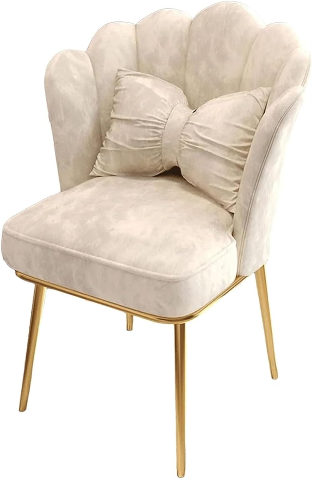 Chaise de bureau design scandinave beige avec piétement doré chic