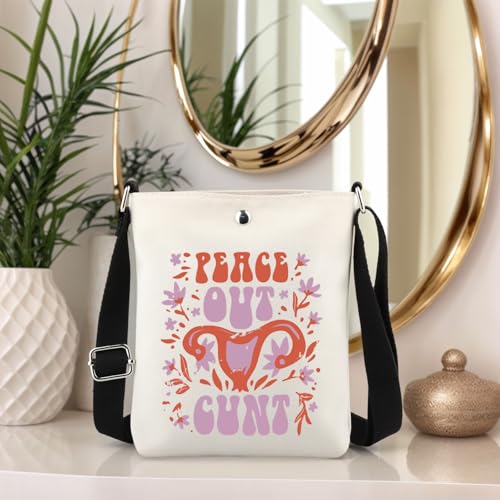 TSOTMO Funny Hysterectomy Gift Peace Out Cunt Feminist Crossbody Bag Hysterectomy Recovery Gifts for Women Wife4