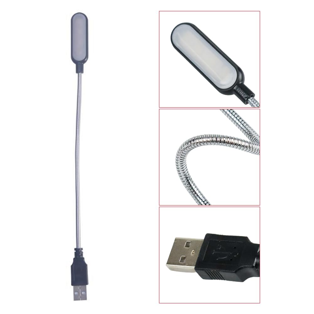 Cerioll Lampada LED USB Flessibile, Lampada LED USB Per Tastiera Computer, Luce da Lettura, Collo D'Oca Flessibile, Per Tastiera per Computer Portatile