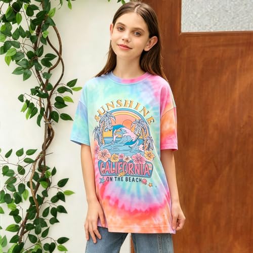 Image of Girls Graphic Shirts Oversized Sunshine T Shirt Short Sleeve Tee Tops Cute Trendy Girls Clothes for 5-14 Years