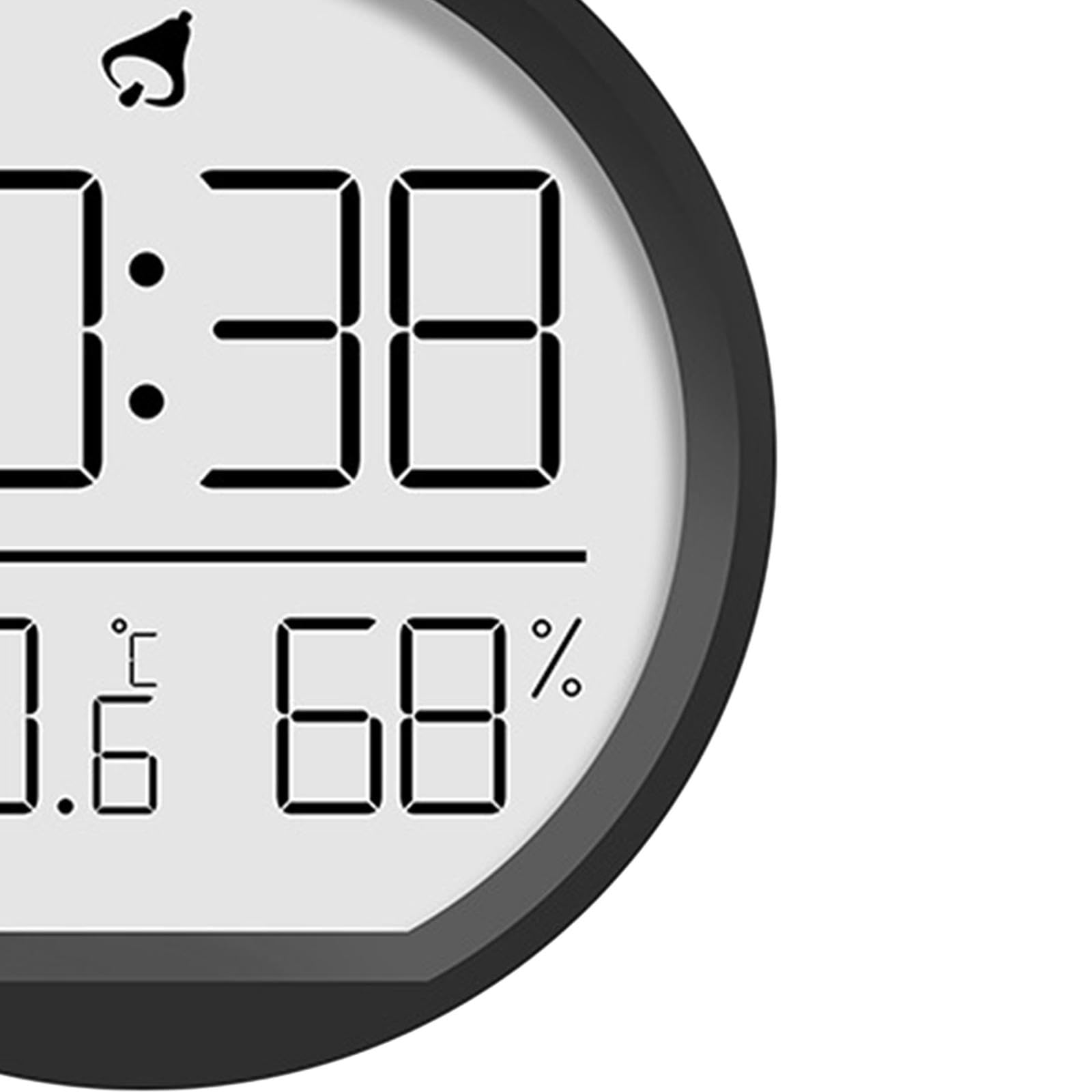 Sharplace 3 in 1 Digitaler Wecker, runde Wanduhr mit Thermometer, kein Ticken, 12/24 Stunden, vielseitige batteriebetriebene Uhr Desktop Thermometer tragbar Für Haus Küche Büro, Schwarz