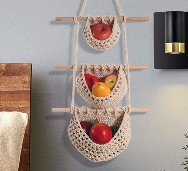 Miraitowa 3 Tiers Wall Basket Storage, Hanging Onion