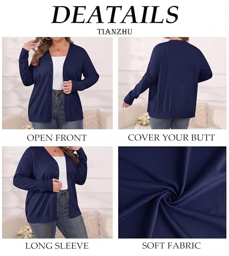 Image of TIANZHU Plus Size Cardigan for Women Button Open Front Long Sleeve V Neck Comfy Lightweight Sweaters XL-4XL