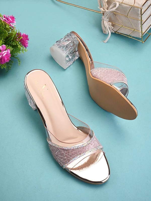 Image of XE Looks Copper Women's Fashion Sandals | Faux Leather Comfortable and Stylish Slip-On Heel | For Wedding Occasion 2.5 Inches Heel | For Women & Girls