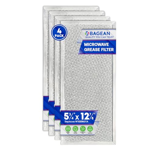 Image of Bagean Microwave Filter 5.8 inchx12.9 inch Fits Whirlpool W10208631A Grease Filters | Replacement Aluminum Mesh Screen for Whirlpool Microwave Filter Freshens Kitchen Air in Over-the-Stove Oven Vent Fan (4-Pack)