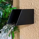 PONDO 4' Square Outdoor Water Fountain Spout - Stainless Steel 316 Spillway Scupper with Contemporary Design for Pools, Ponds, Water Walls, and Fountains (Black)