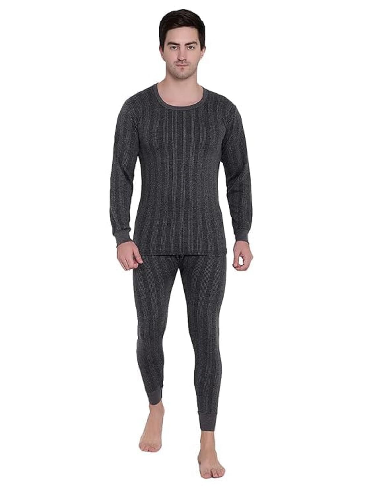 health fit india Thermal/Winter Inner Wear Set (Top & Bottom) - Warm and Comfortable Round Neck Full Sleeves Body Warmer Set for Men-picture-37