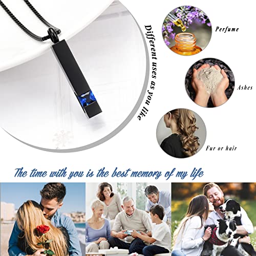 XSMZB Crystal Cremation Urn Jewelry Cube Memorial Ashes Necklace Pendant Keepsake- Black Birthstone Series3