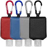 Hand Sanitizer Bottle Case Holder, Jollsung 4Pack Travel Size Empty Bottle Refillable Containers for Soap, Lotion, and Liquids, 60 ML/2oz Flip Cap Reusable Bottles with Carabiner Carriers