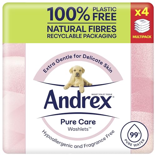 Andrex Pure Care Washlets Moist Toilet Tissue Multipack (4 x 36 Sheets), White