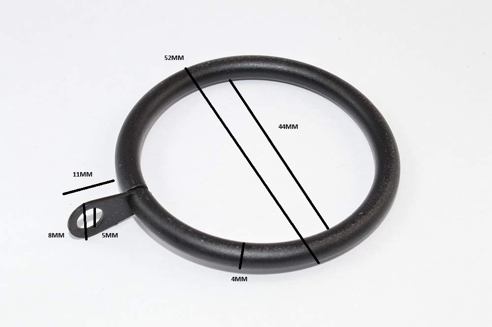 20 x Fixed Eye Curtain Drape Rod Rings Black Steel ID 42mm - OD 52mm