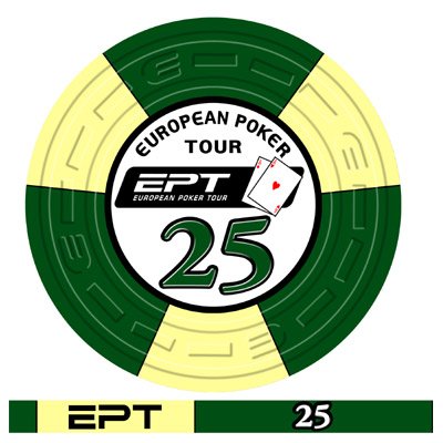 Ceramic EPT European Poker Tour Replica of Season 1, Value 25, Blister Pack of 25 Chips, Weight 10 g, Green - Image 2