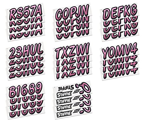Image of STIFFIE Whipline Pink /Black 3 inch Boat & PWC Registration Decals • Numbers Letters Stickers