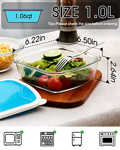 1 Qt Square Glass Baking Dish With Lid, 6X6 Baking Dish For Oven, Small Glass Food Bakeware #TOP1