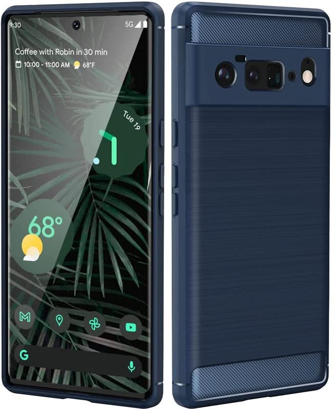 Image of NPRC Hybrid Ultra Slim Protective Case TPU Non-Slip Carbon Fiber Texture Shockproof Case Cover for Google Pixel 6 Pro - Blue