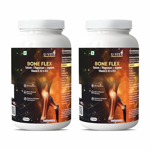 Image of U-VITA Bone Flex Calcium Supplement for Men & Women | Supports Strong Bones & Joints | 60 Veg Tablets | Formulated in the UK (2)