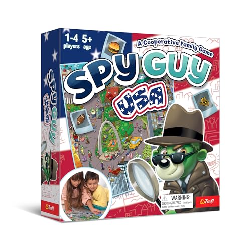 Juego de Mesa Cooperativo Spy Guy USA de Trefl, Juego Familiar con Tablero Gigante de Monumentos y Símbolos Estadounidenses, para Adultos y Niños desde 5 Años