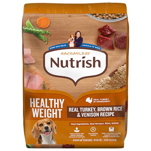 Nutrish Rachael Ray Healthy Weight Adult Dry Dog Food Real Turkey, Brown Rice & Venison Recipe, 12...