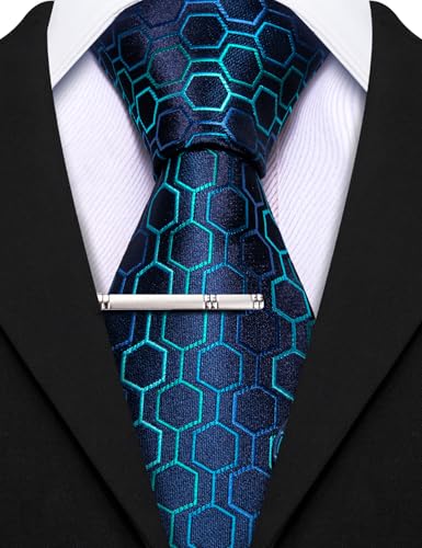 Image of Barry.Wang Mens 6 PCS Ties Silk Striped Paisley Check Floral Necktie Silky Woven Wedding Business Party Ties 3.34 inch