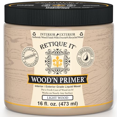 Retique It Wood'n Primer - Paint it then stain it - Stainable Wood Fiber Paint (Light Wood, Medium)