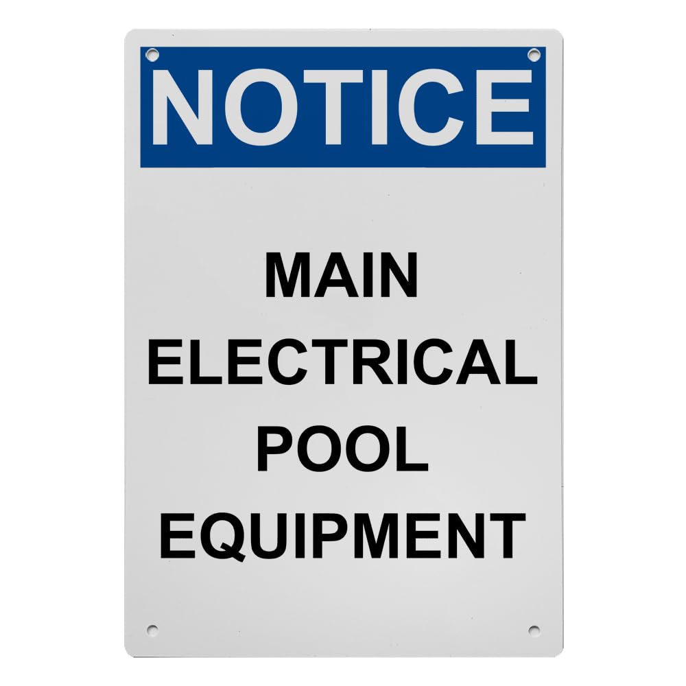 OSHA Main Electrical Pool Equipment Sign, 8.5 x 11 in