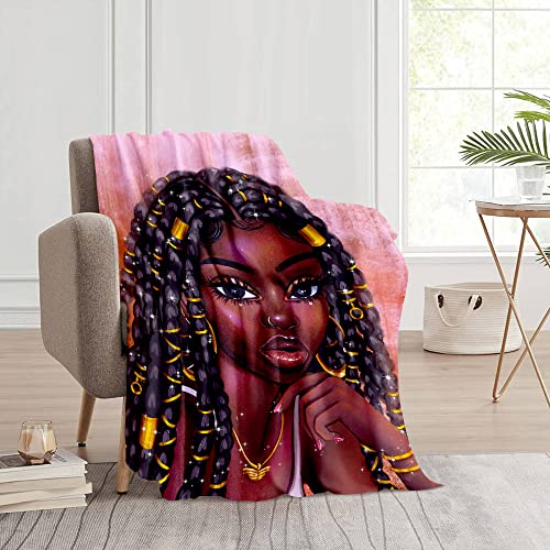 African Blanket Black Women Flannel Fleece Blanket Super Soft Cozy Plush Blankets For Couch Sofa Bed 60"X50" #TOP1