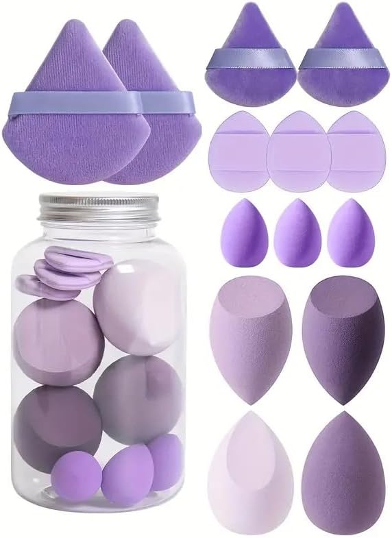 12 Piece Multipurpose Makeup Sponge Set - Includes 3 Powder Sponges, 3 Mini Air Pads, 3 BeautyBlenders and 3 Mini Beauty Blenders, Pink
